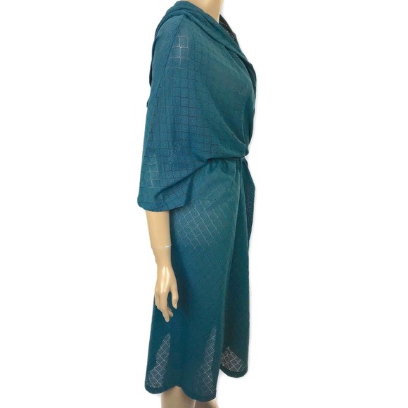 Prism Size 4 Hooded Teal Green Sashed Robe Short Sleeve Lightweight MSRP $1425 - Picture 3 of 8
